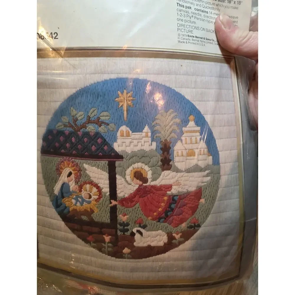Vtg 1979 BERNAT Holiday Quick Cross-Stitch Kit New Herald Angel, Three Kings Lot